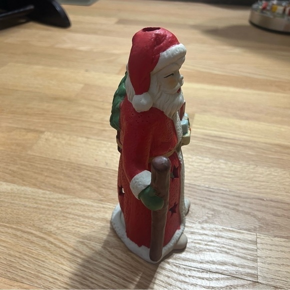 Vintage Ceramic Santa Claus Candle Stick Holder Red Green - Picture 2 of 8